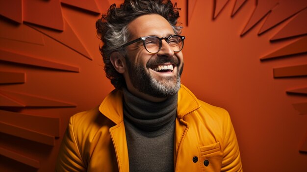 Foto homem feliz com barba.