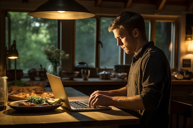 Homem freelancer a trabalhar no computador