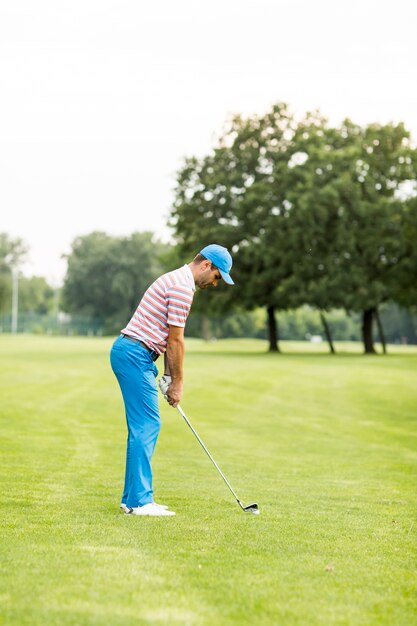 Homem, golfe jogando