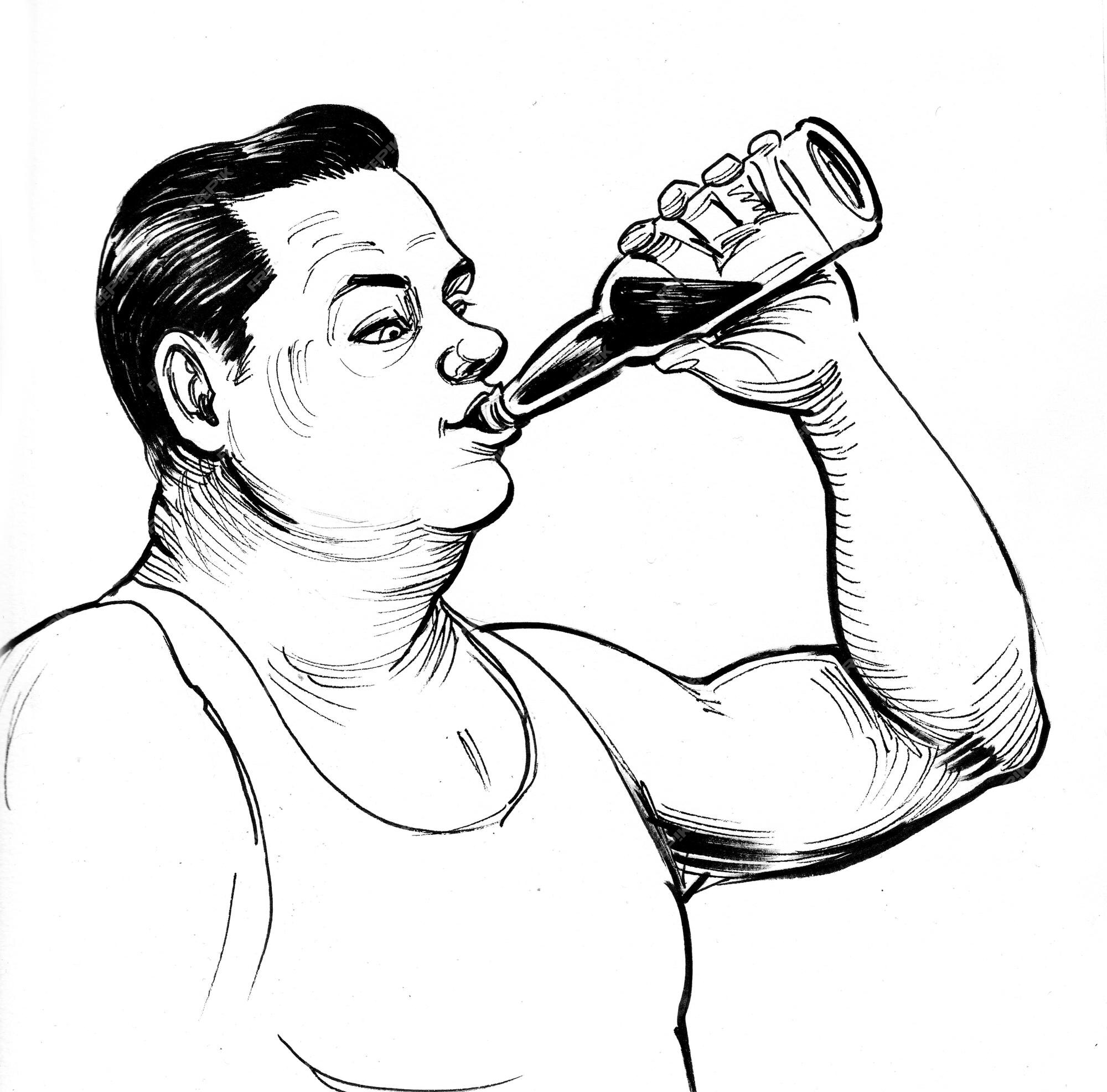 A ilustração representa um homem gordo e careca com uma caneca de cerveja.  Ideal para materiais promocionais e institucionais imagem vetorial de  Lcosmo© 72259341