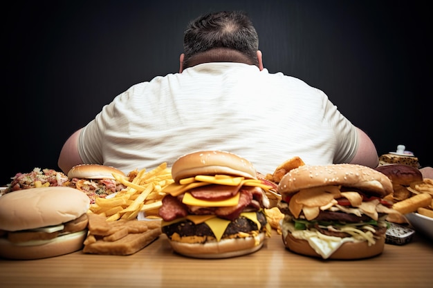 Homem gordo comendo comida não saudável generativa ai