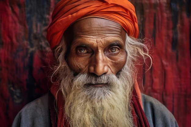 Homem idoso no festival de Maha Shivaratri em Katmandu, Nepal