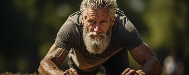 Homem idoso participando de uma bota de fitness