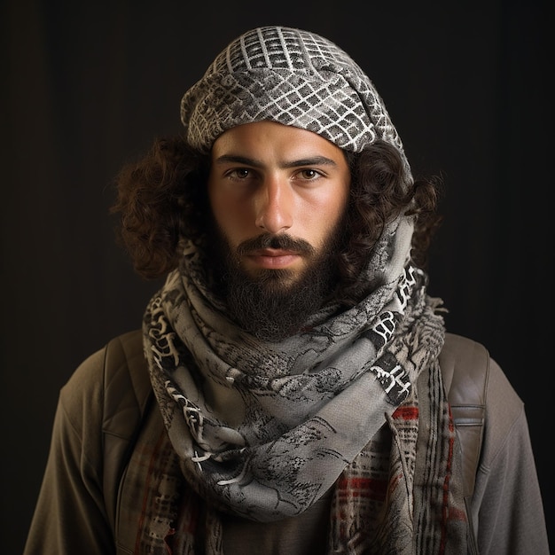 Foto homem iemenita em keffiyeh