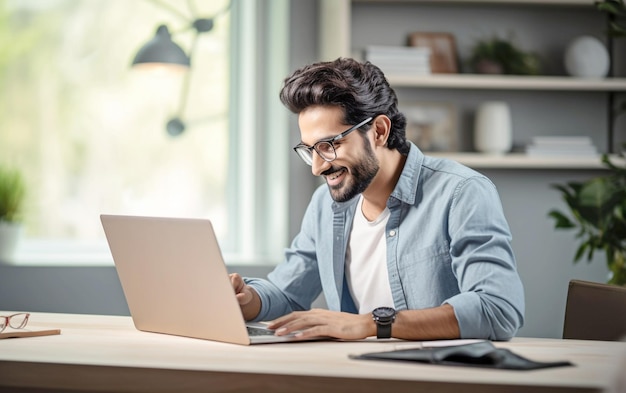 Homem indiano em webinar de ensino à distância