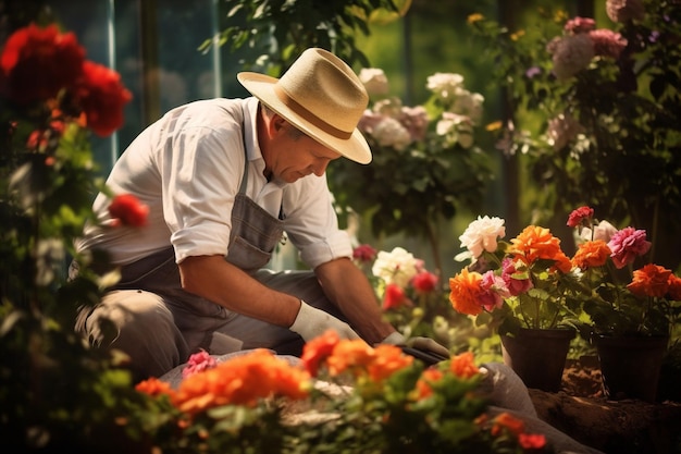 Homem jardineiro florista agricultor agricultura colheita