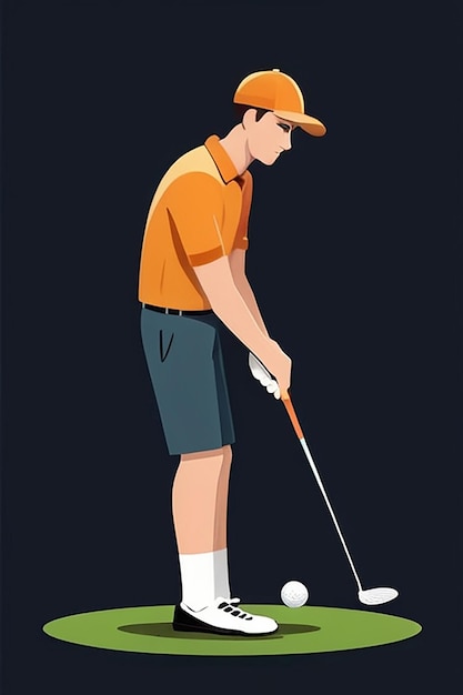 Homem jogando golfe Ícone vetorial de desenho animado Ilustração Pessoas Ícone esportivo Conceito isolado Ícones vetoriais premium