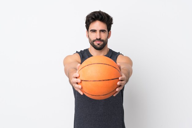 Homem jovem esporte com basquete