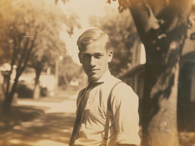 Homem latino adulto fotorrealista com cabelo loiro liso vintage ilustração