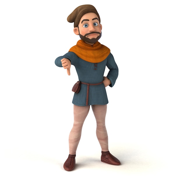 Homem medieval divertido dos desenhos animados 3d