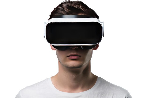 Foto homem mergulhando na realidade virtual com óculos