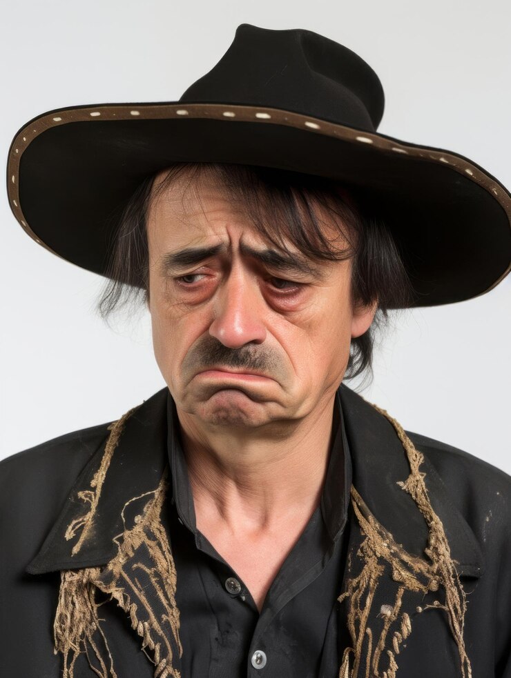 Foto homem mexicano está triste em um fundo neutro minimalista