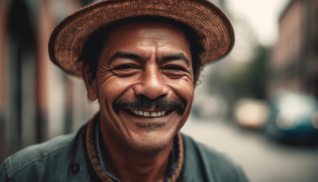 Homem mexicano sorridente olhando para a câmera