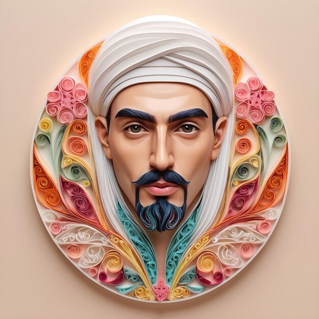 Foto homem muçulmano quilling arte