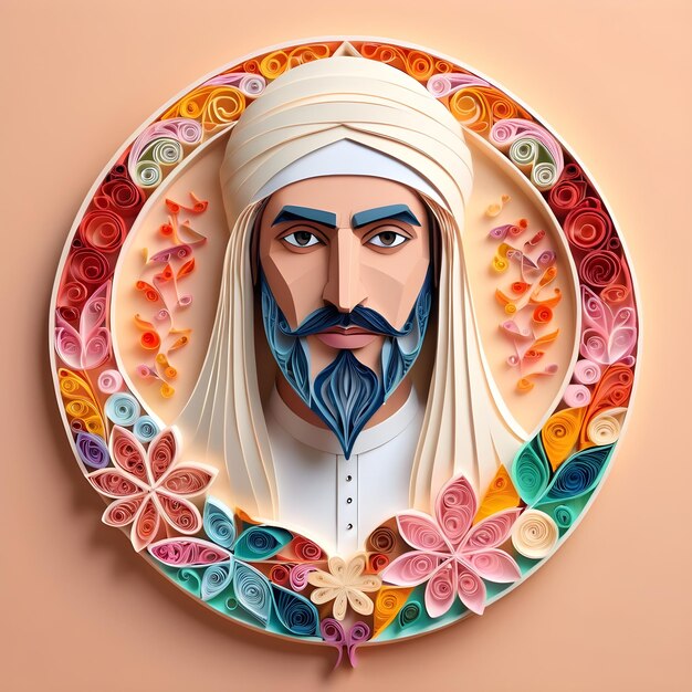 homem muçulmano quilling arte