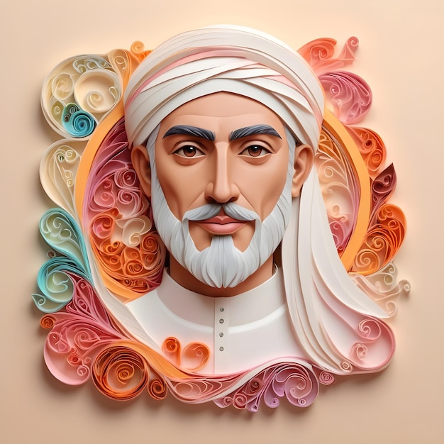 homem muçulmano quilling arte