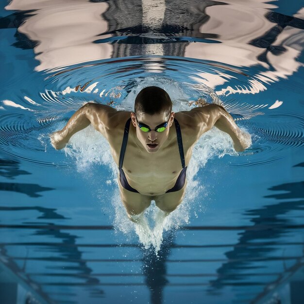 Foto homem nadador profissional nadando em uma piscina