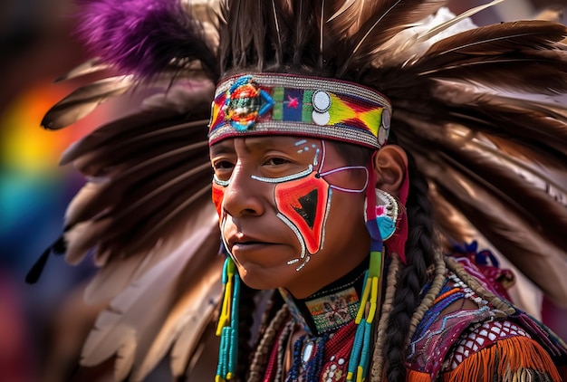 homem nativo americano executa dança folclórica em um festival
