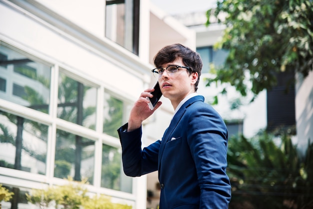 Homem negócios, comunicar, telefone