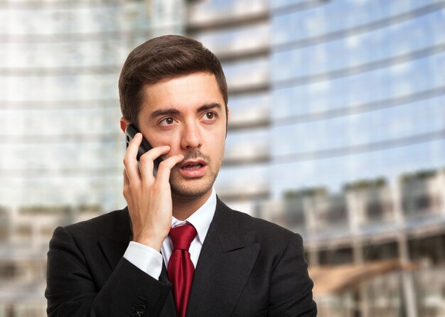 Homem negócios, falando, telefone