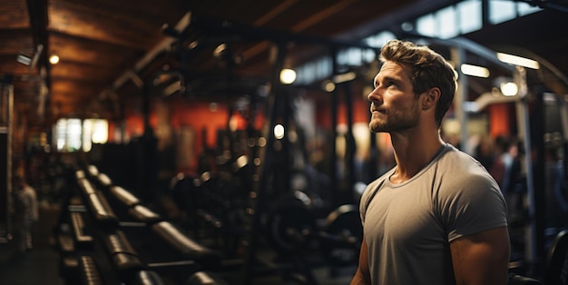 Homem no ginásio de fitness IA generativa