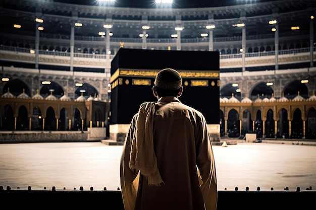 Foto homem olhando para kaaba