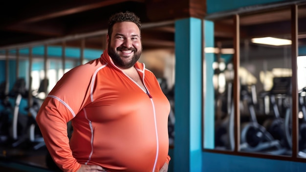 Homem plus size fazendo fitness