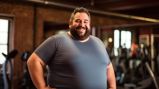 Foto homem plus size fazendo fitness