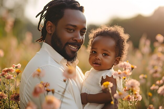 Foto homem preto pai dormindo com filha ou filho filho pai carinhoso abraça seu bebê ternamente o conceito de dia dos pais ou dia das crianças