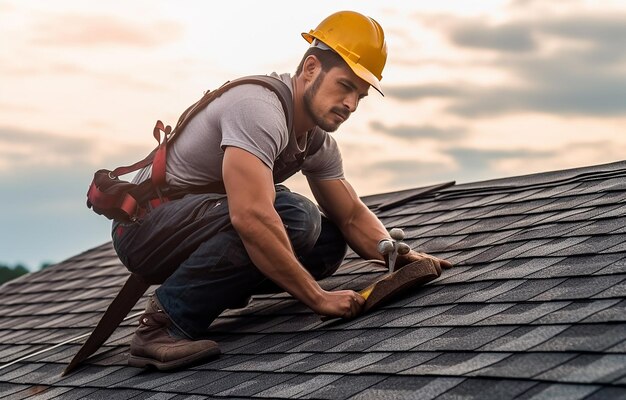 Foto homem reparando uma casa