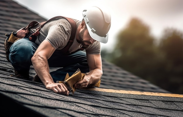 Foto homem reparando uma casa