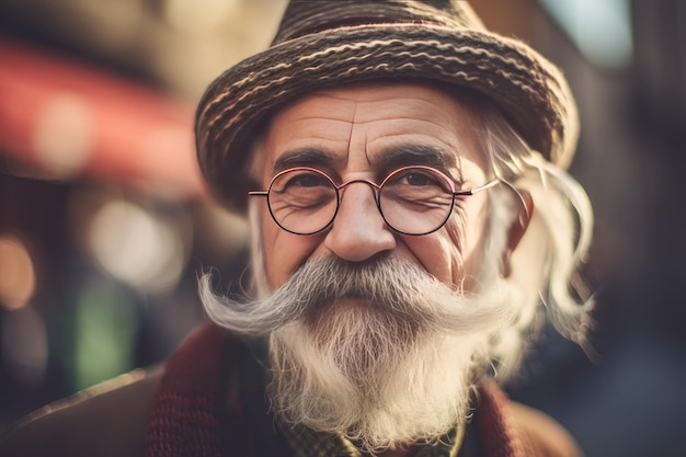 Homem sênior, hipster, maturidade mais velha, gerar Ai