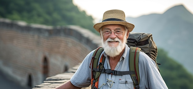 Homem sênior viajando na China Generative AI ilustração