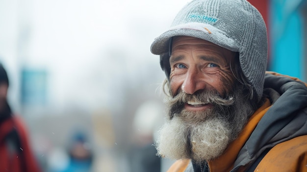 Homem sorridente com barba e chapéu