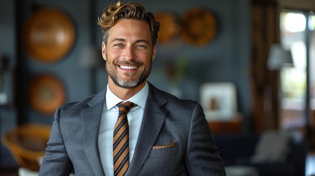 Foto homem sorridente de terno e gravata