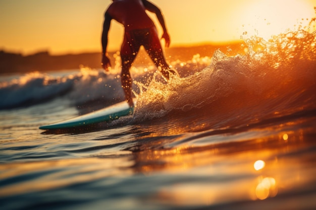 Foto homem surfista desfocado no oceano ia generativa