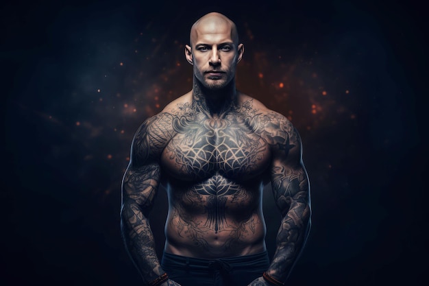 Homem tatuagem corpo macho brutal gerar ai