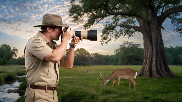 Homem tirando fotos da natureza