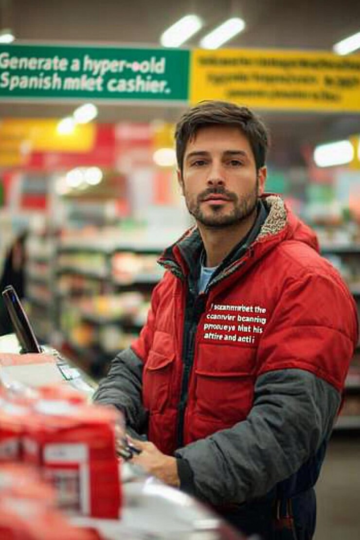 Foto homem trabalhando como caixa de supermercado
