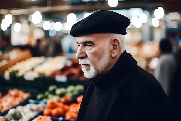 homem turco velho no mercado rede neural AI gerada arte