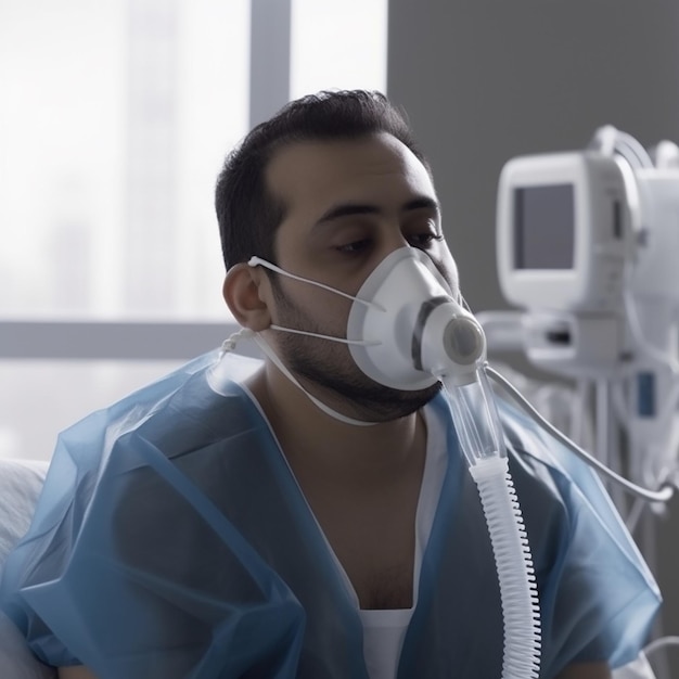 Foto homem usando máscara no hospital