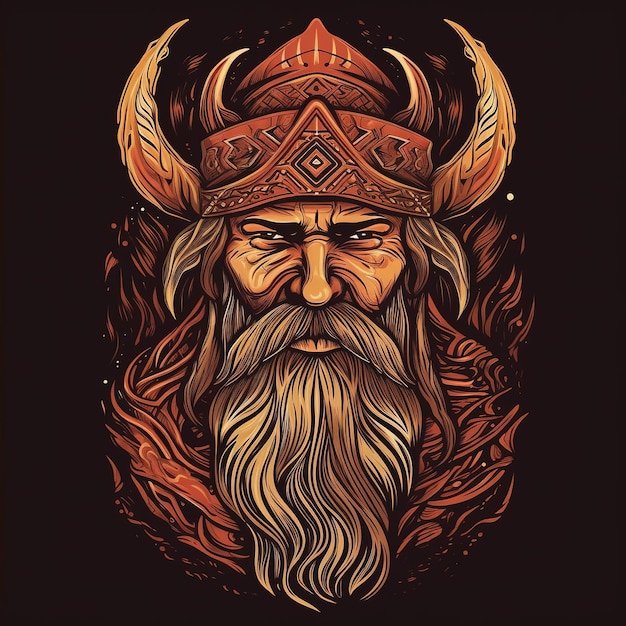 Homem viking com chapéu e barba