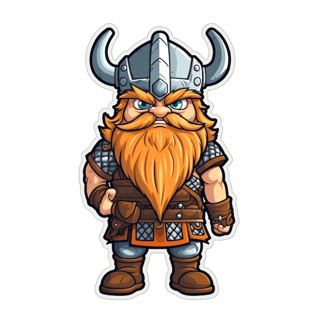 Foto homem viking dos desenhos animados com barba e barba