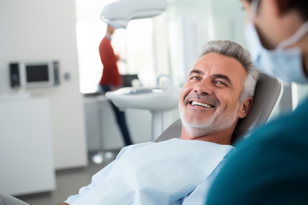 homem visitando o dentista fundo de estilo bokeh