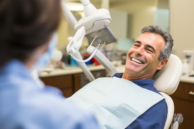 homem visitando o dentista fundo de estilo bokeh