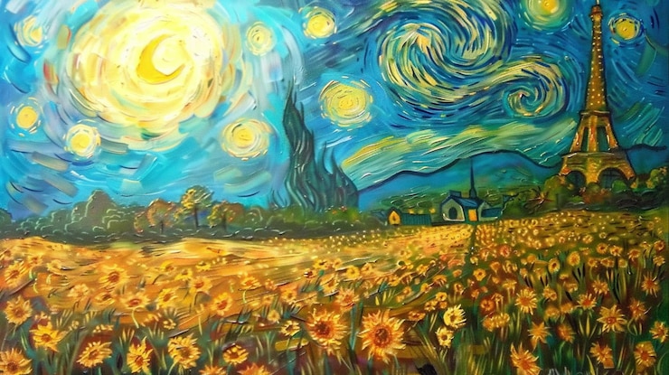 Foto homenagem uma vibrante e colorida ao estilo de van gogh
