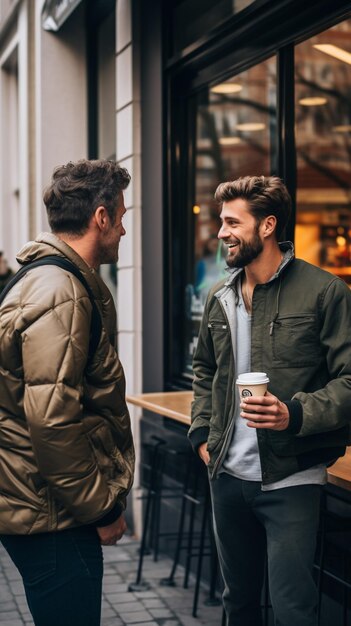 Foto homens conversando