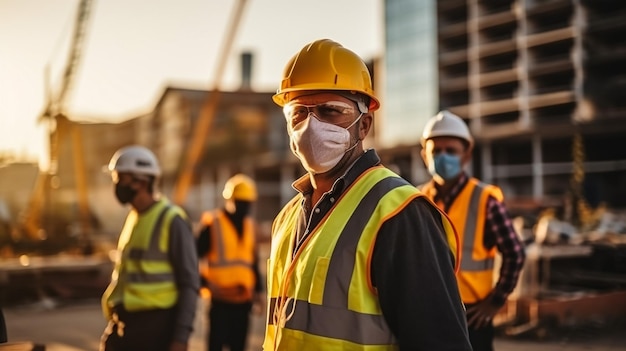 Foto homens e mulheres caucasianos e afro-americanos construtores arquitetos e engenheiros com rascunho de plano de construção e computador portátil falando sobre o local de construção mixedraces homens e mulheres construtores