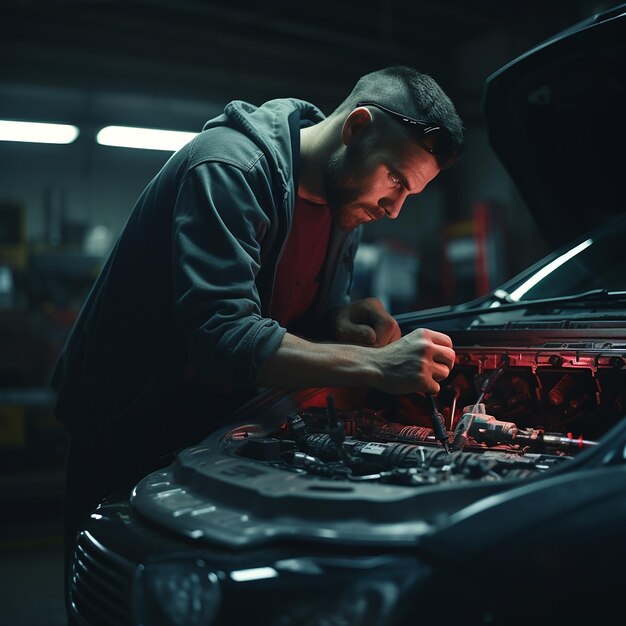 Homens em serviço de automóveis dedos humanos reais