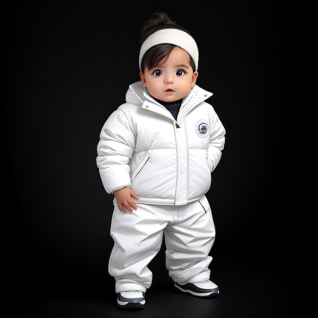 Homens jovens e moda de bebê posando no inverno camisa de vestido ou calças AI generativa elegante